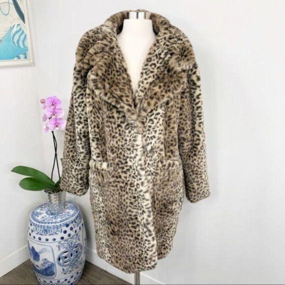 Cheetah Leopard Faux Fur Teddy Coat Me Jane Small